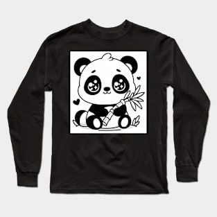 Cute Panda With A Bamboo Shoot Long Sleeve T-Shirt